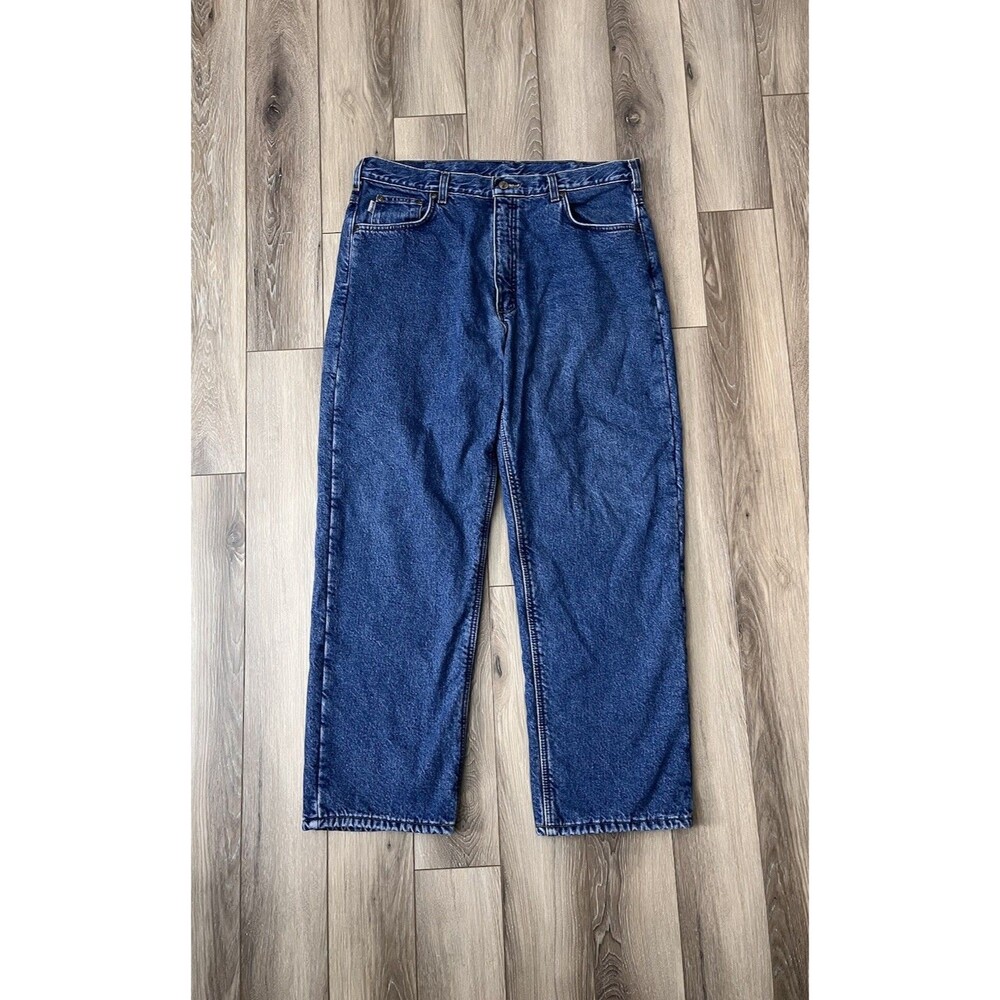 Carhartt B155 DST Mens Fleece Lined Relaxed Fit Work Jeans Blue Denim 38x30